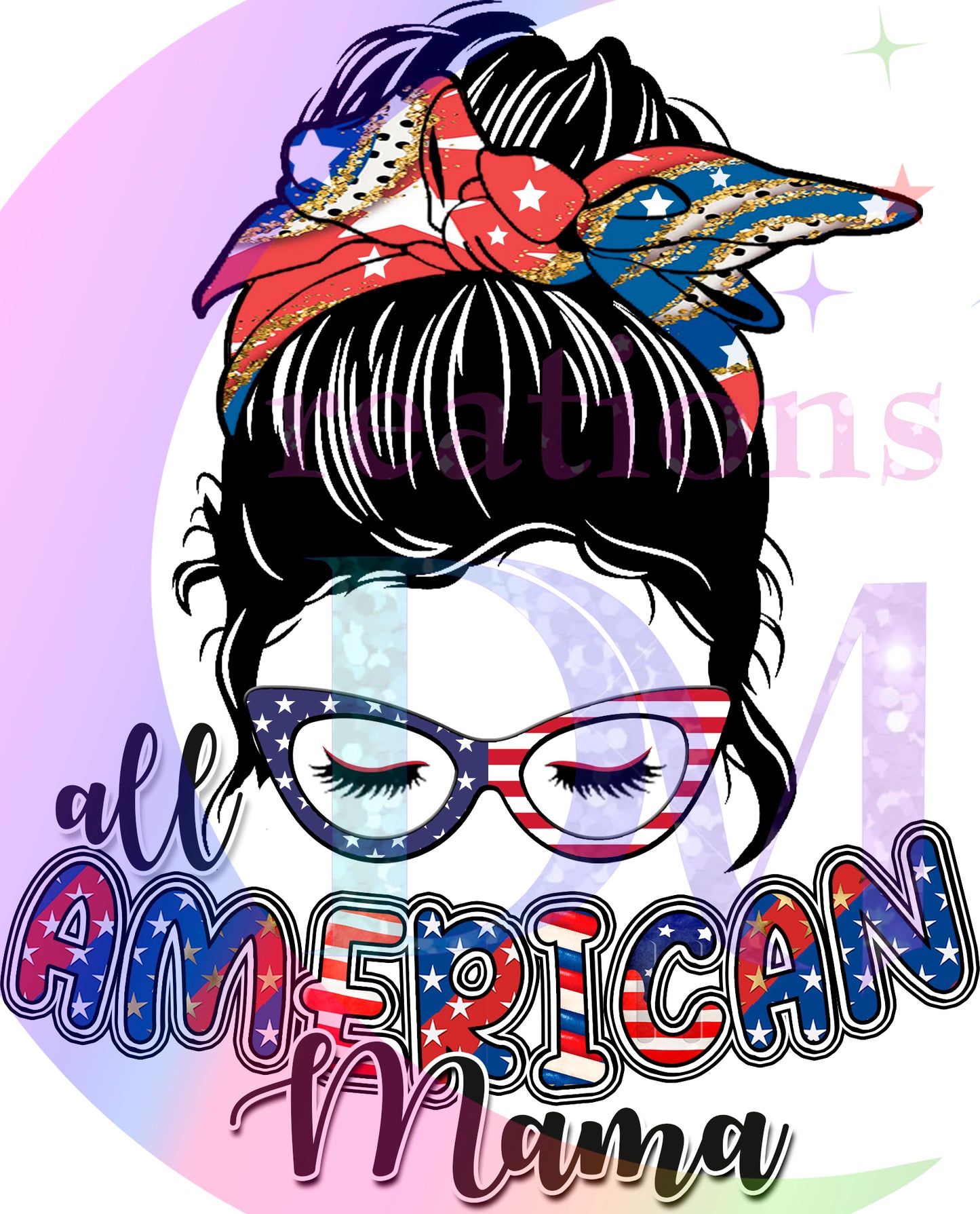 Fourth of July  -  all American mama with glasses