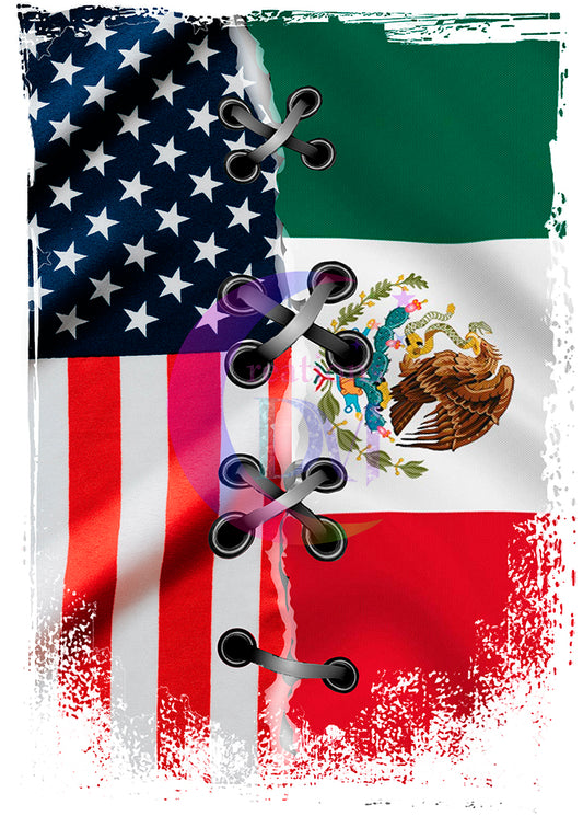 Fourth of July - AMERICAN FLAG AND MEXICAN FLAG