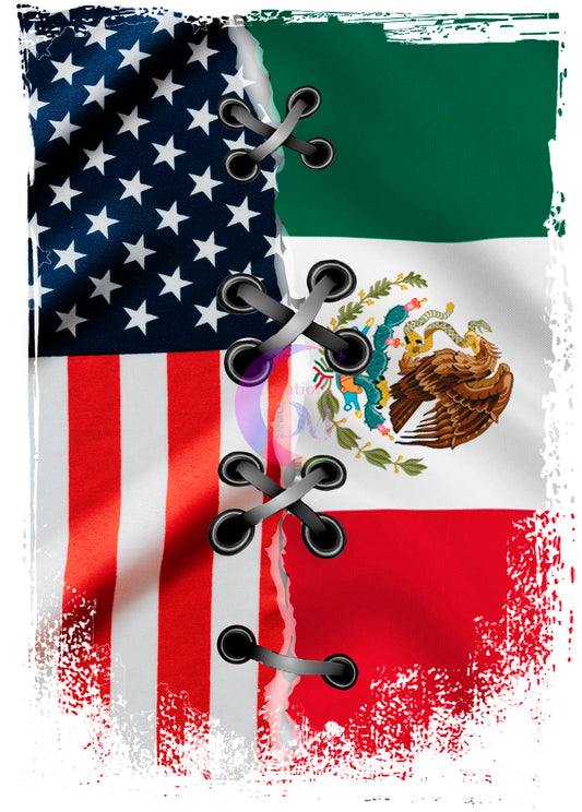 Independence Day - Mexico - American flag with Mexico