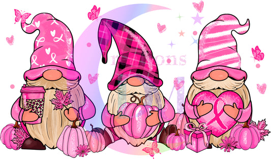 breast cancer awareness month - pink gnomes