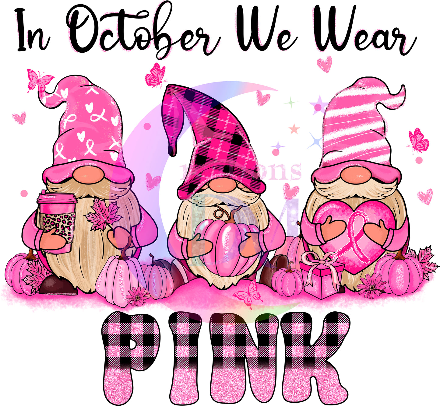 breast cancer awareness month - in oct we wear pink - gnomes