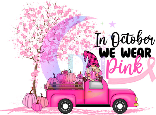 breast cancer awareness month - In oct we wear pink - pickup truck