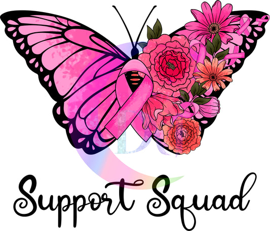 breast cancer awareness month - In oct we wear pink - support squad butterfly