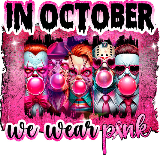 breast cancer awareness month - in October we wear pink halloween villains pink bubble gum