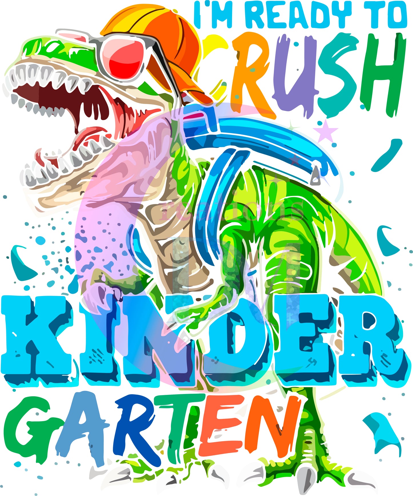 back to school DTF -    im ready to crush dinosaur kindergarten