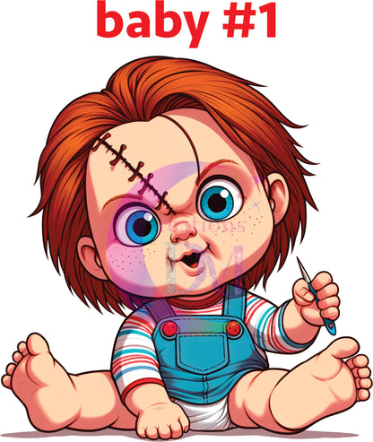 Mother's Day DTF personalization - Chucky "MOM" flowers personalize add baby name