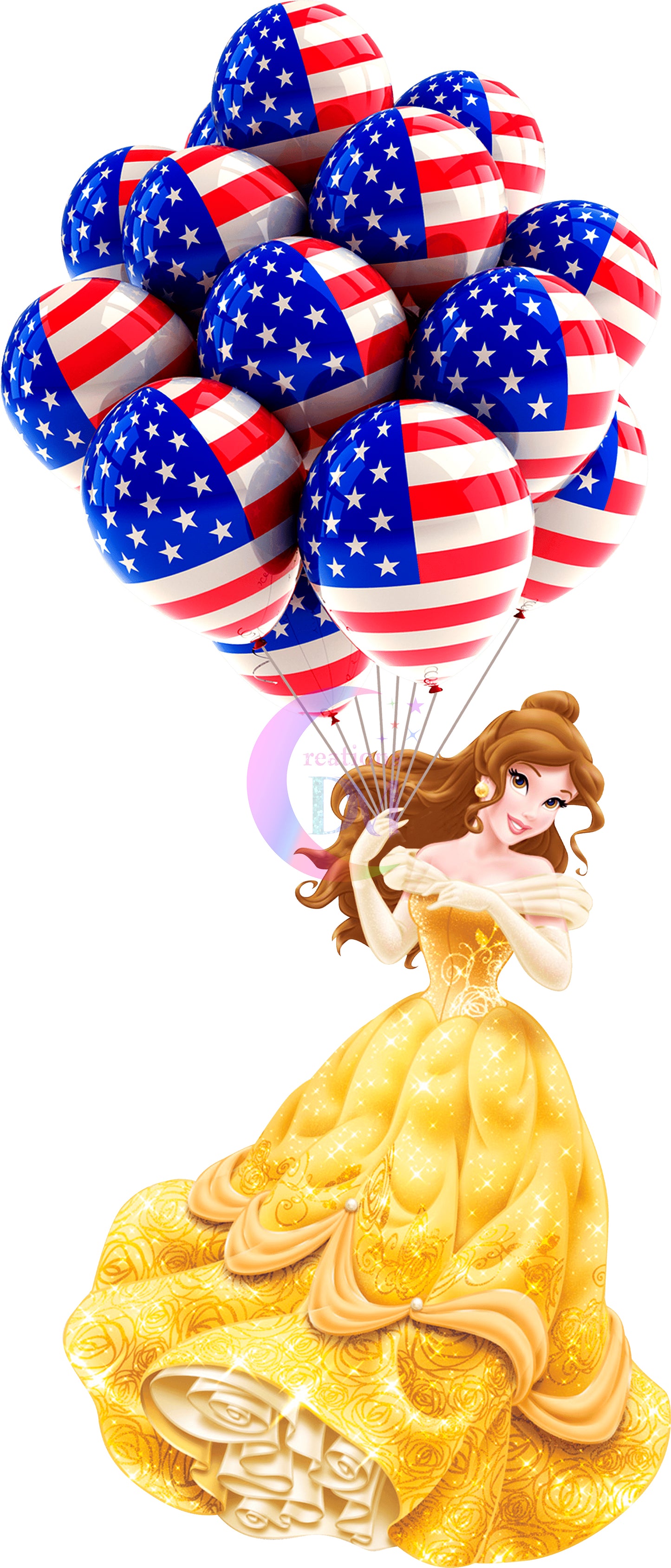 Fourth of July DTF - happy 4th of July belle holding balloons