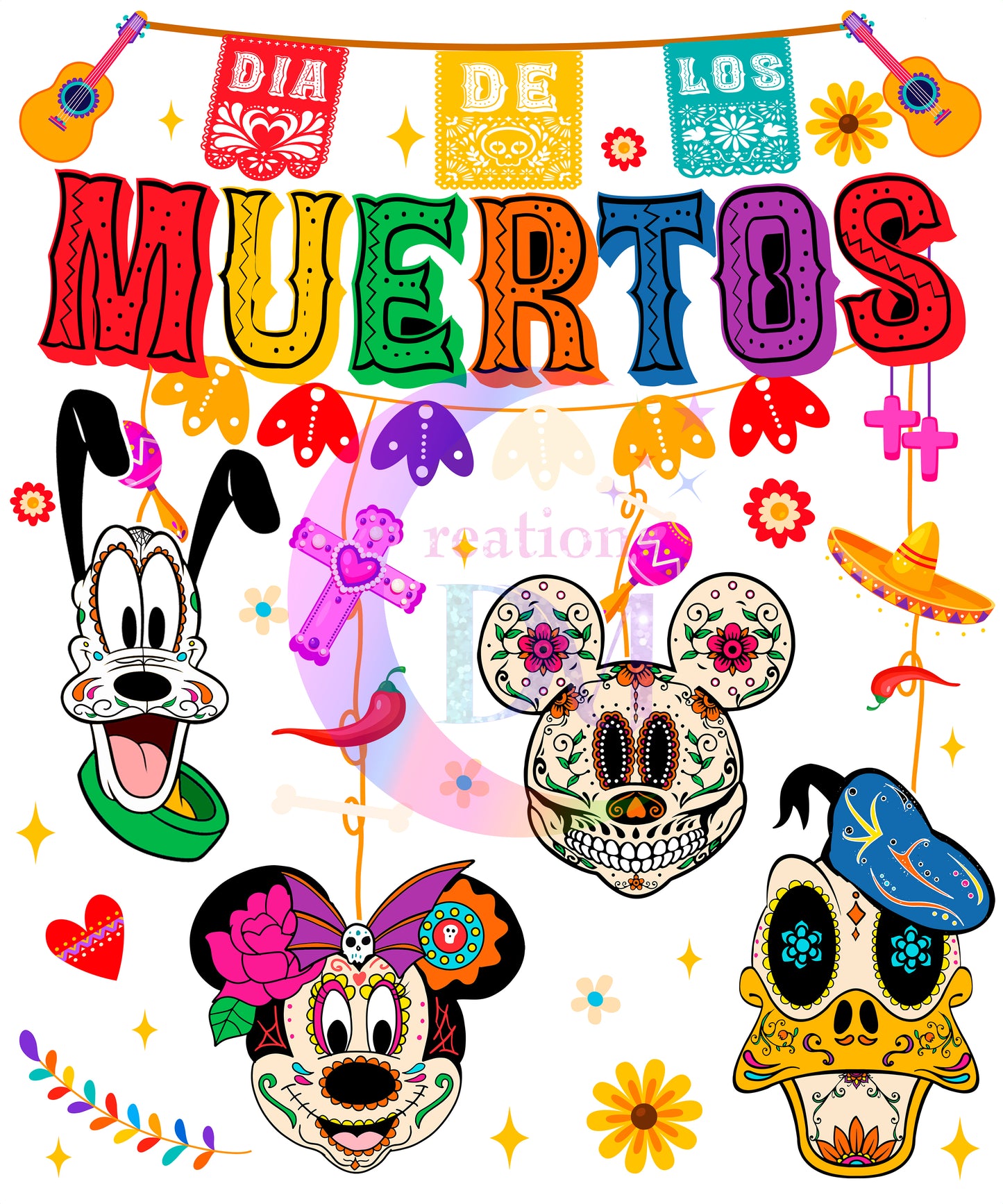 Dia de los muertos/Day of the Dead-  mickey and friends colorful