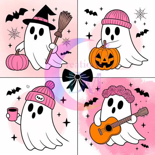 halloween DTF - pink boo squares