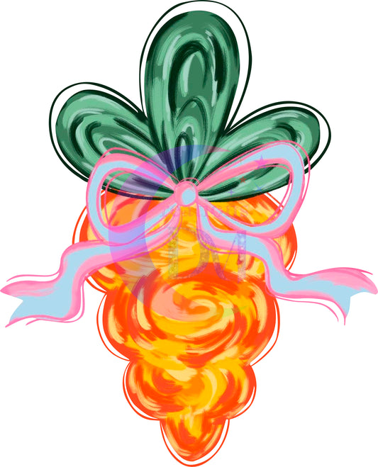 Easter - watercolor carrot with bow