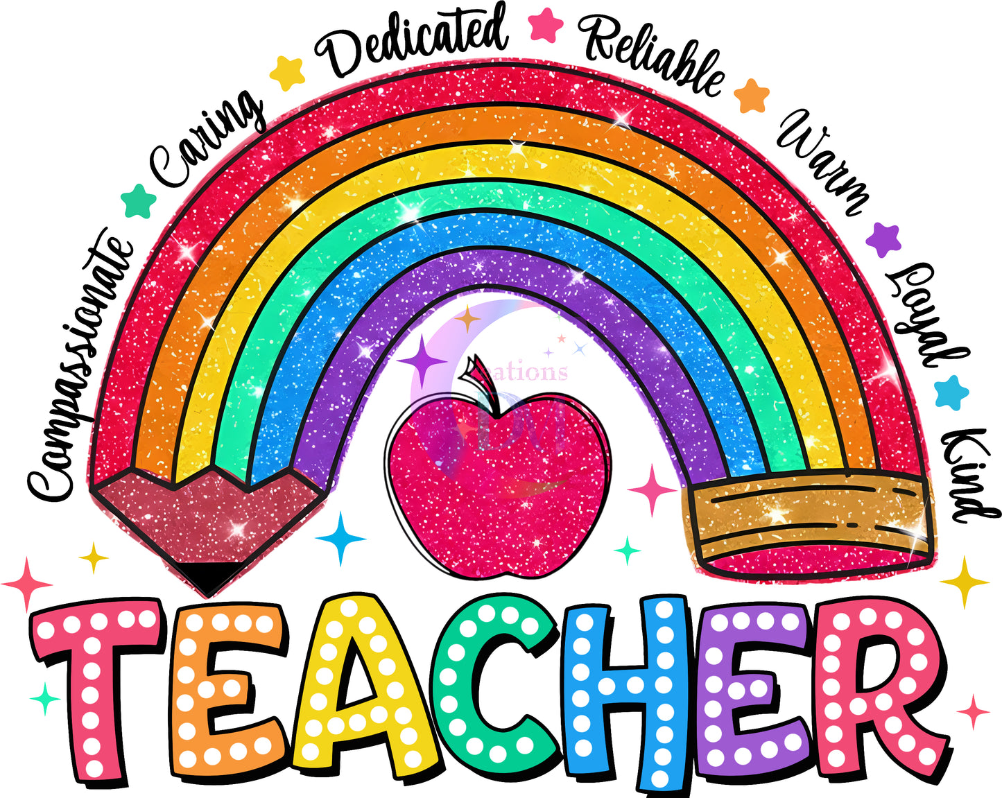 back to school DTF - teacher rainbow