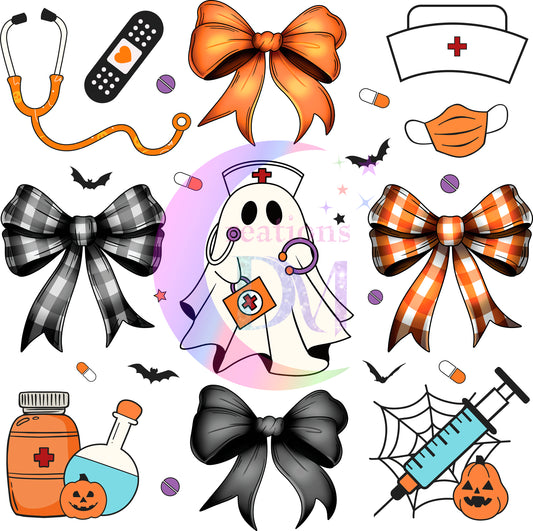 Halloween  - coquette nurse black and orange