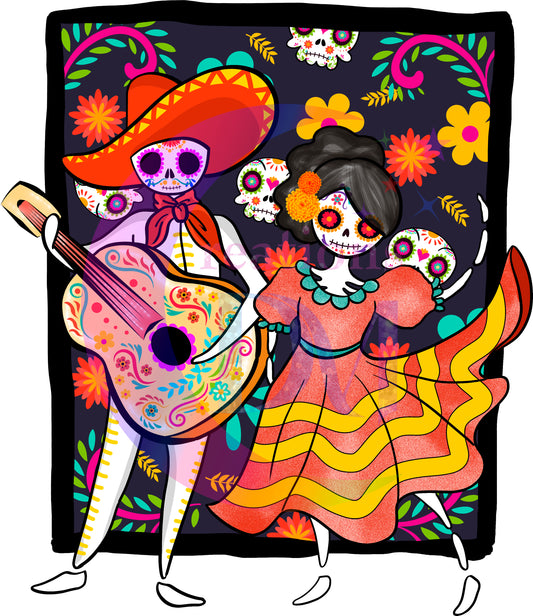 Dia de los muertos/Day of the Dead- couple , black background