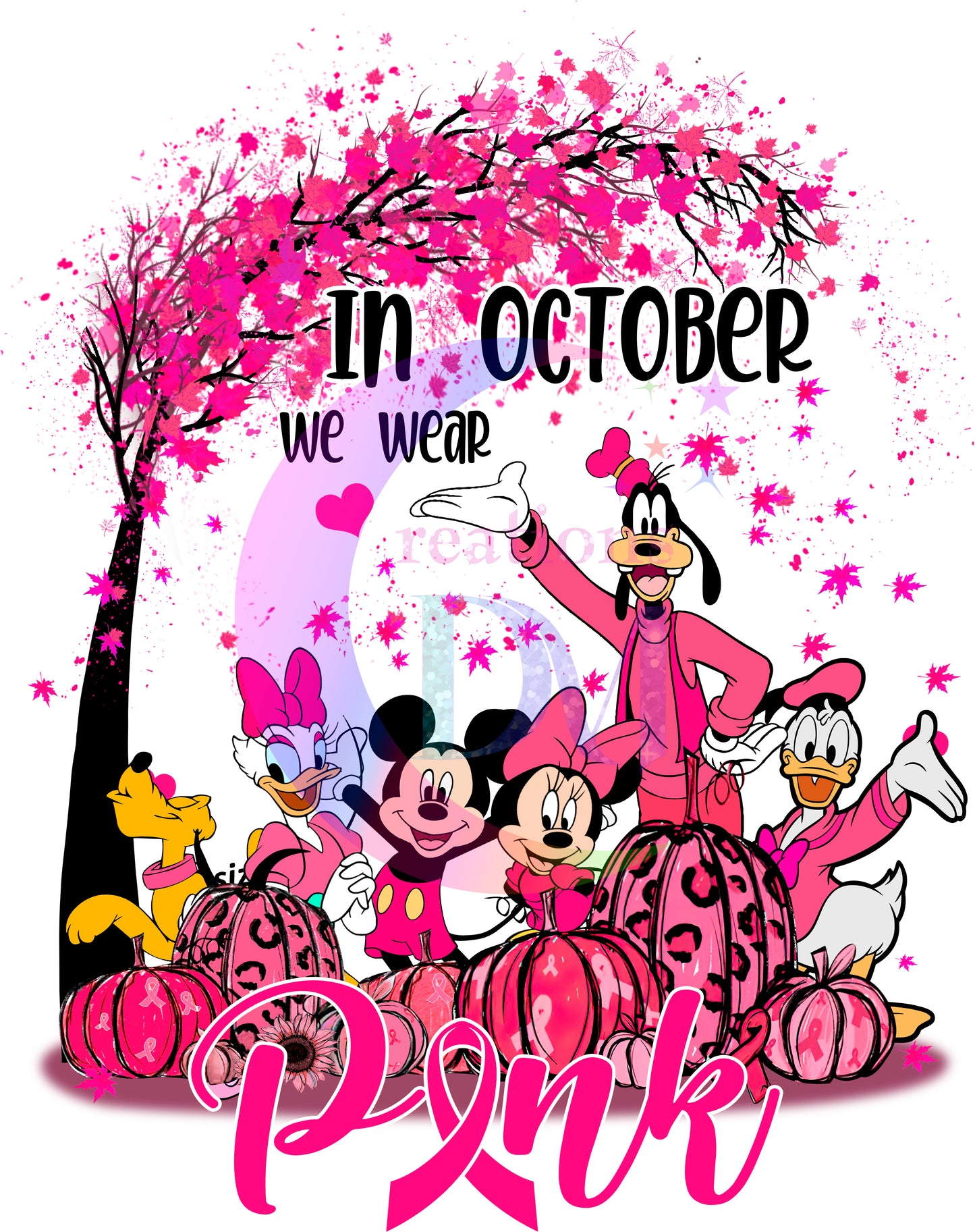 breast cancer awareness month - in oct we wear pink tree