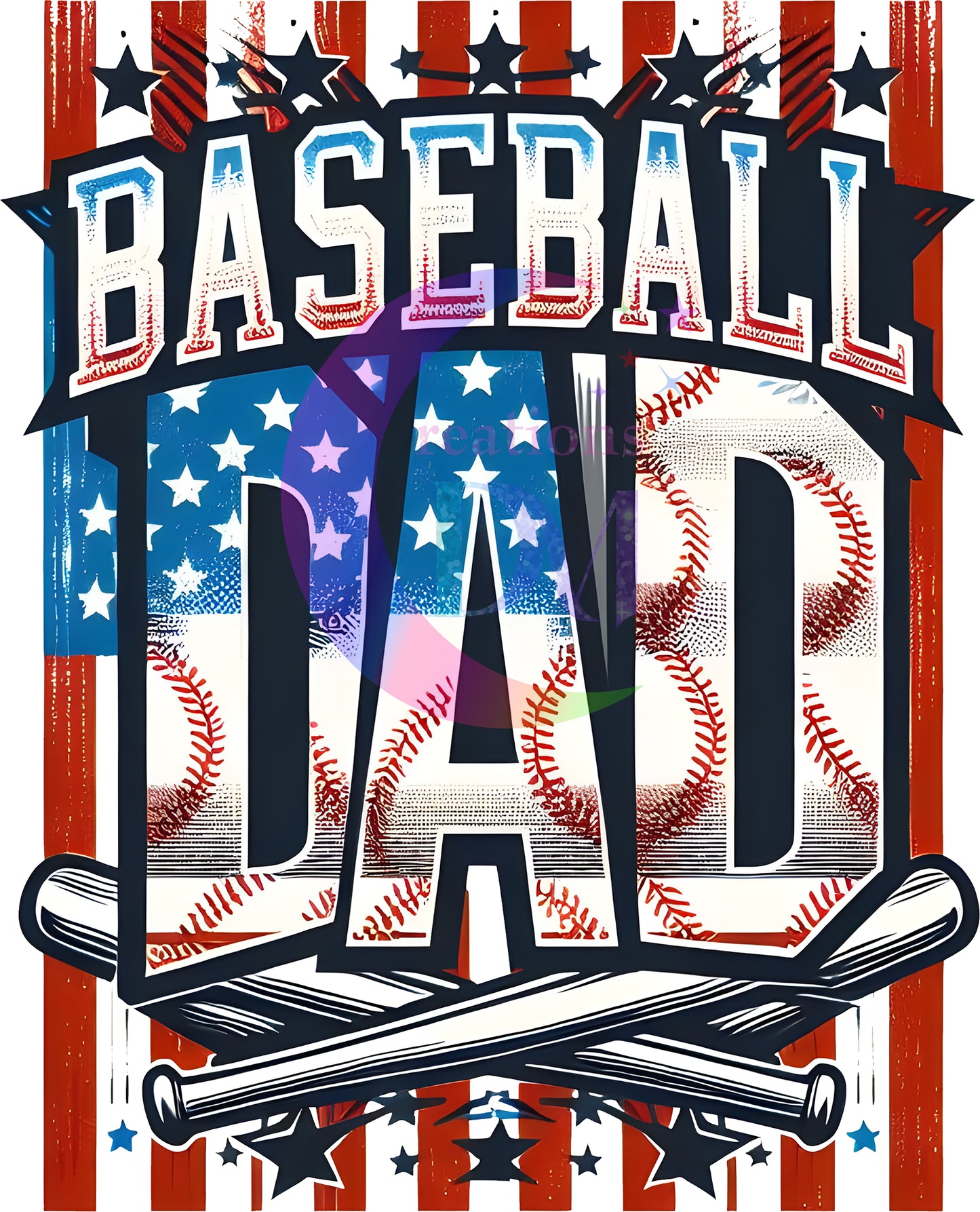 Father's Day DTF - baseball dad American flag