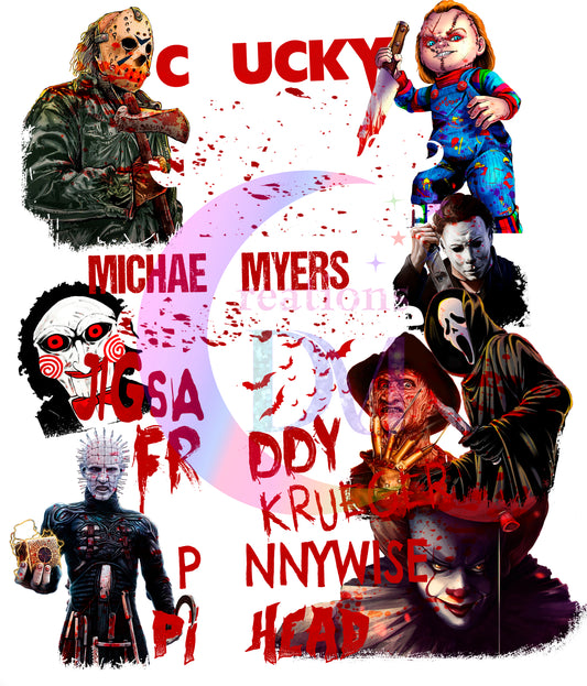 halloween DTF - chucky and horror friends