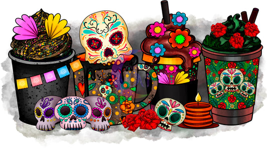 Dia de los muertos/Day of the Dead- coffee and latte skulls