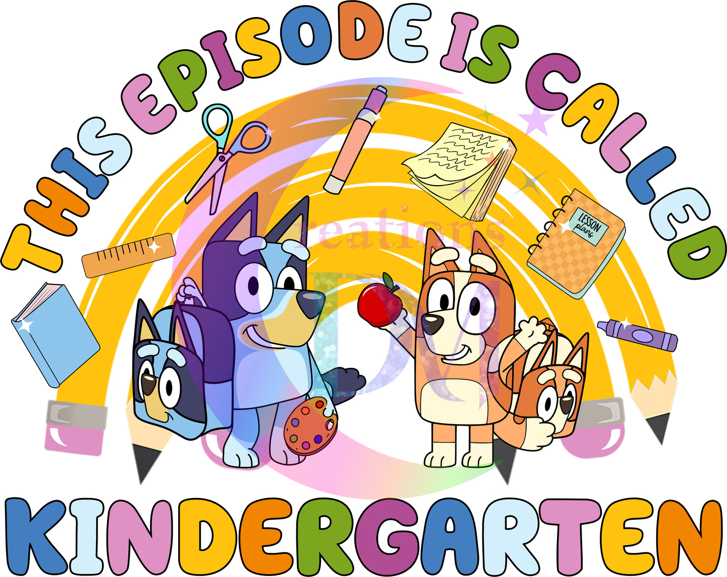 back to school DTF - bluey-this episode is called kindergarten