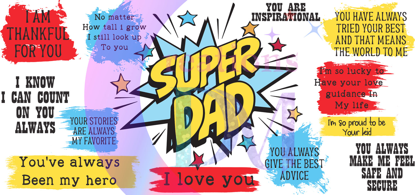 fathers day UV DTF - super dad comics