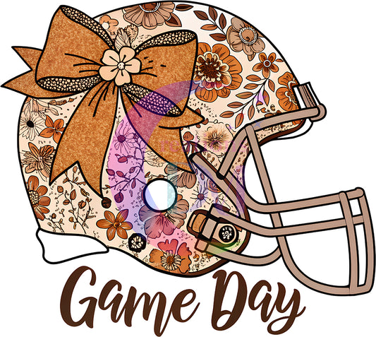 Football - floral game day helmet with bow