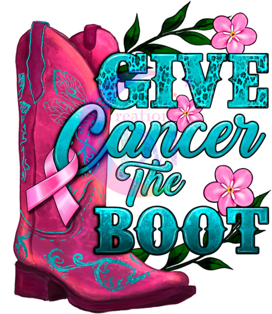 breast cancer awareness month - give cancer the boot blue letters