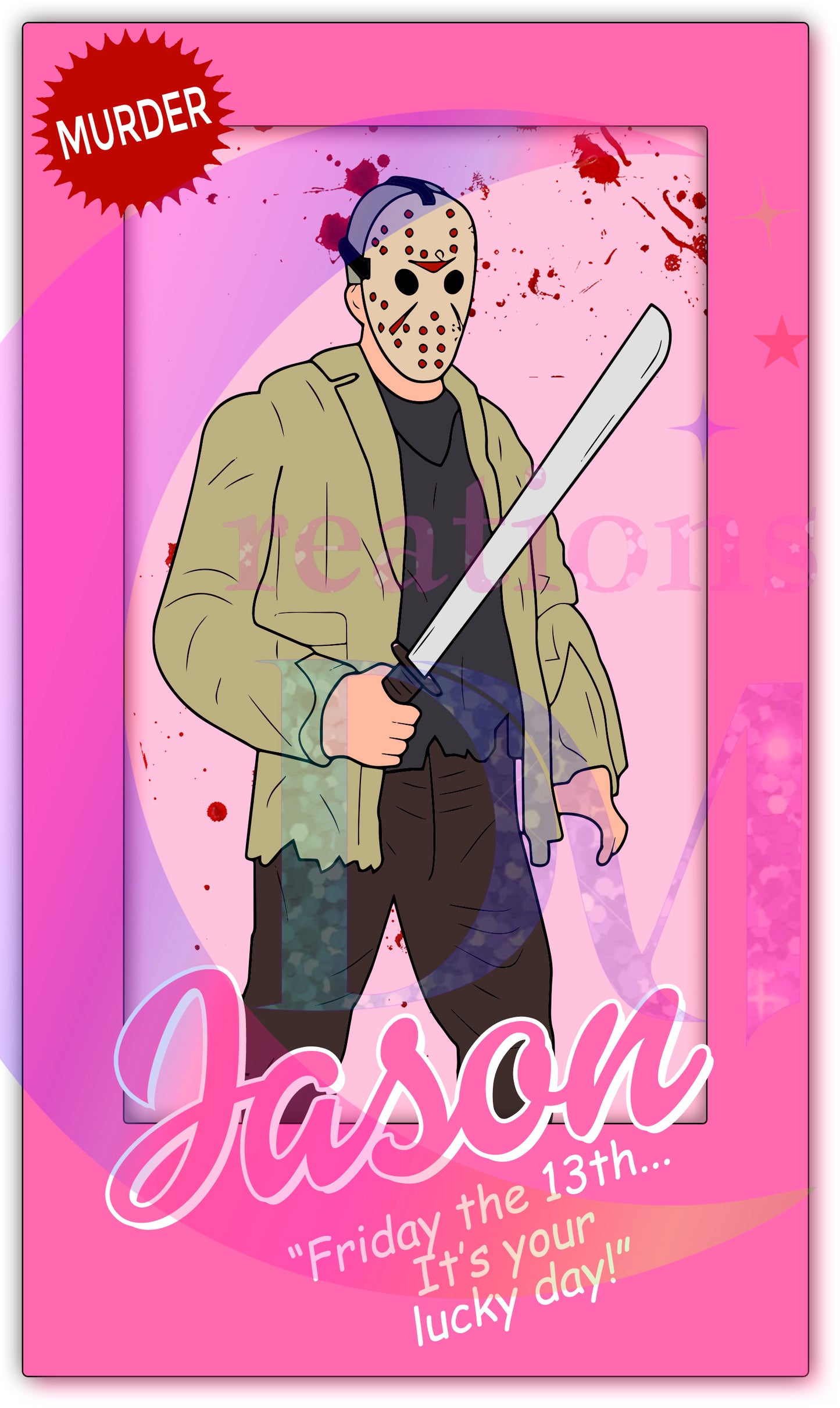 halloween DTF - barbie pink Jason box