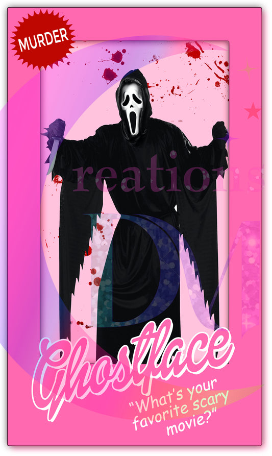 halloween DTF - barbie ghost face pink box