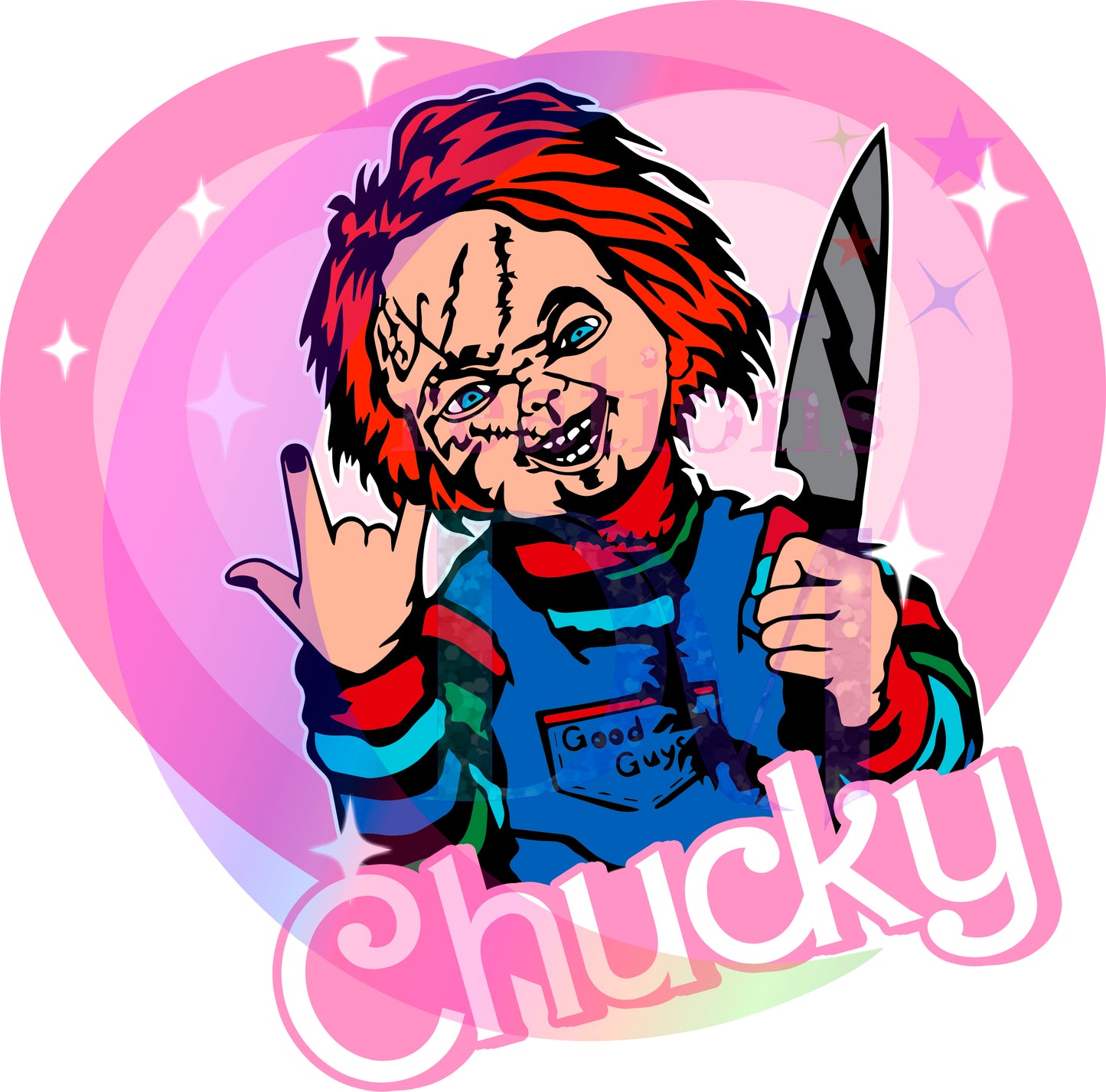 halloween DTF - pink heart chucky