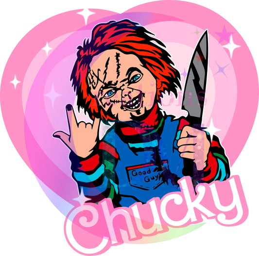 halloween DTF - pink heart chucky