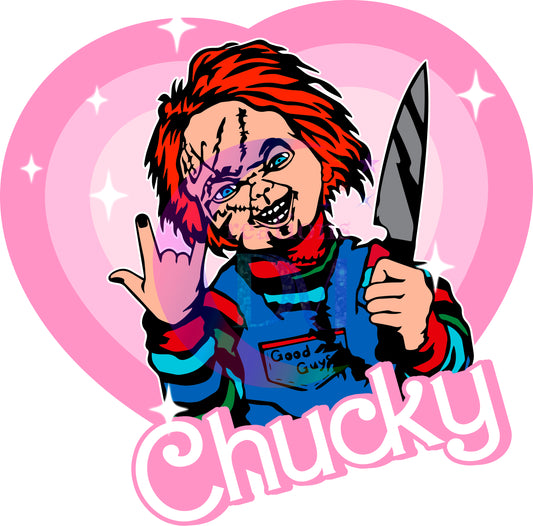 halloween DTF - chucky pink heart