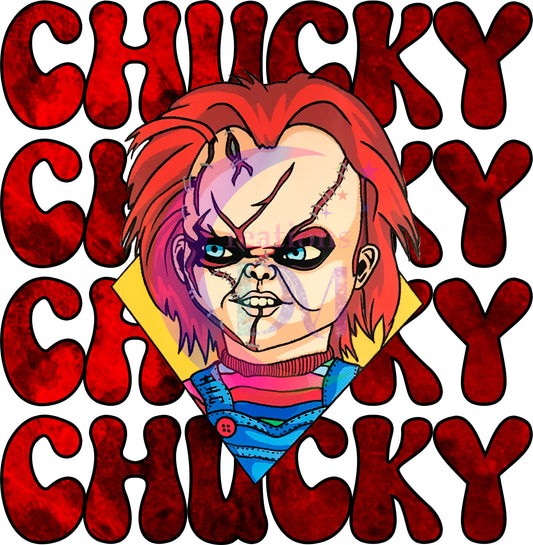 halloween DTF - chucky red x4 chucky face