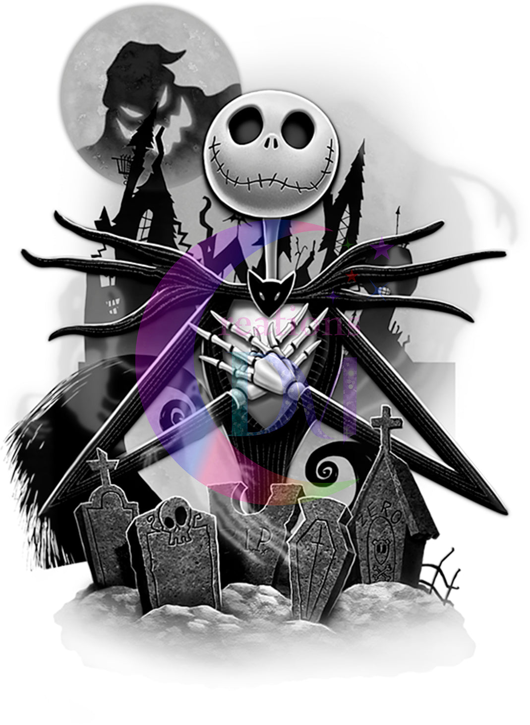 halloween DTF -nightmare before Christmas - grey skeleton