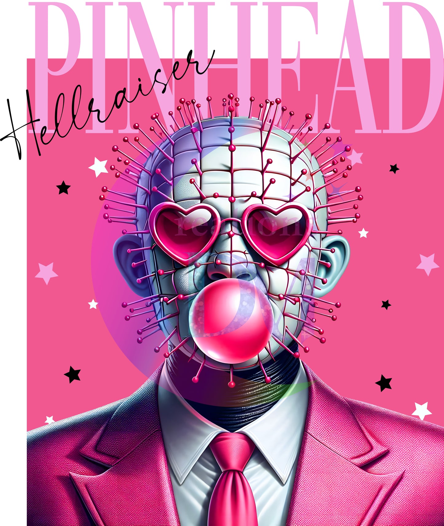 halloween DTF -  pinhead  pink backdrop , bubblegum