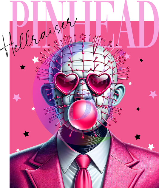 halloween DTF -  pinhead  pink backdrop , bubblegum