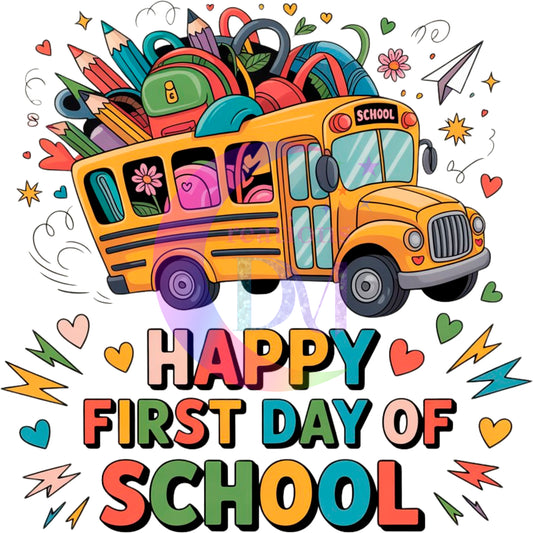 back to school DTF - happy first day school bus