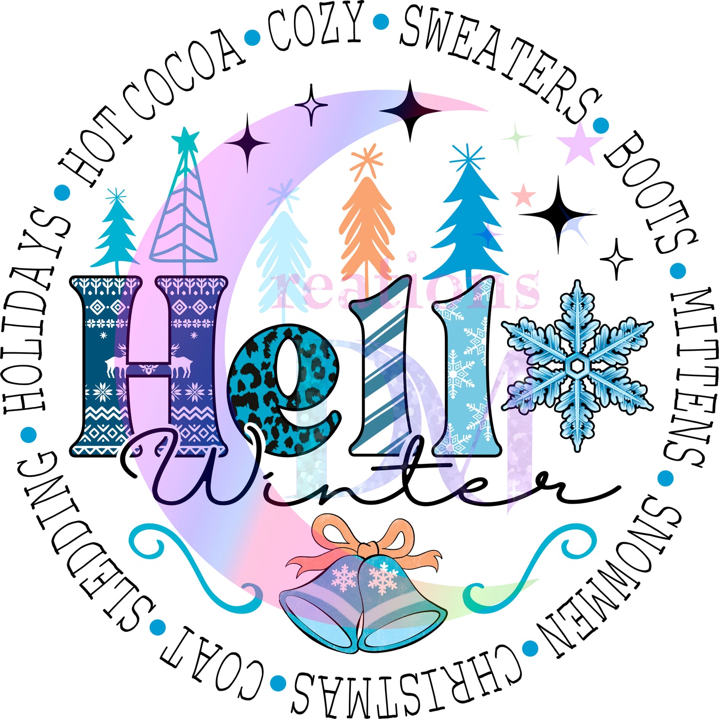 Christmas DTF - winter , hello blue circle