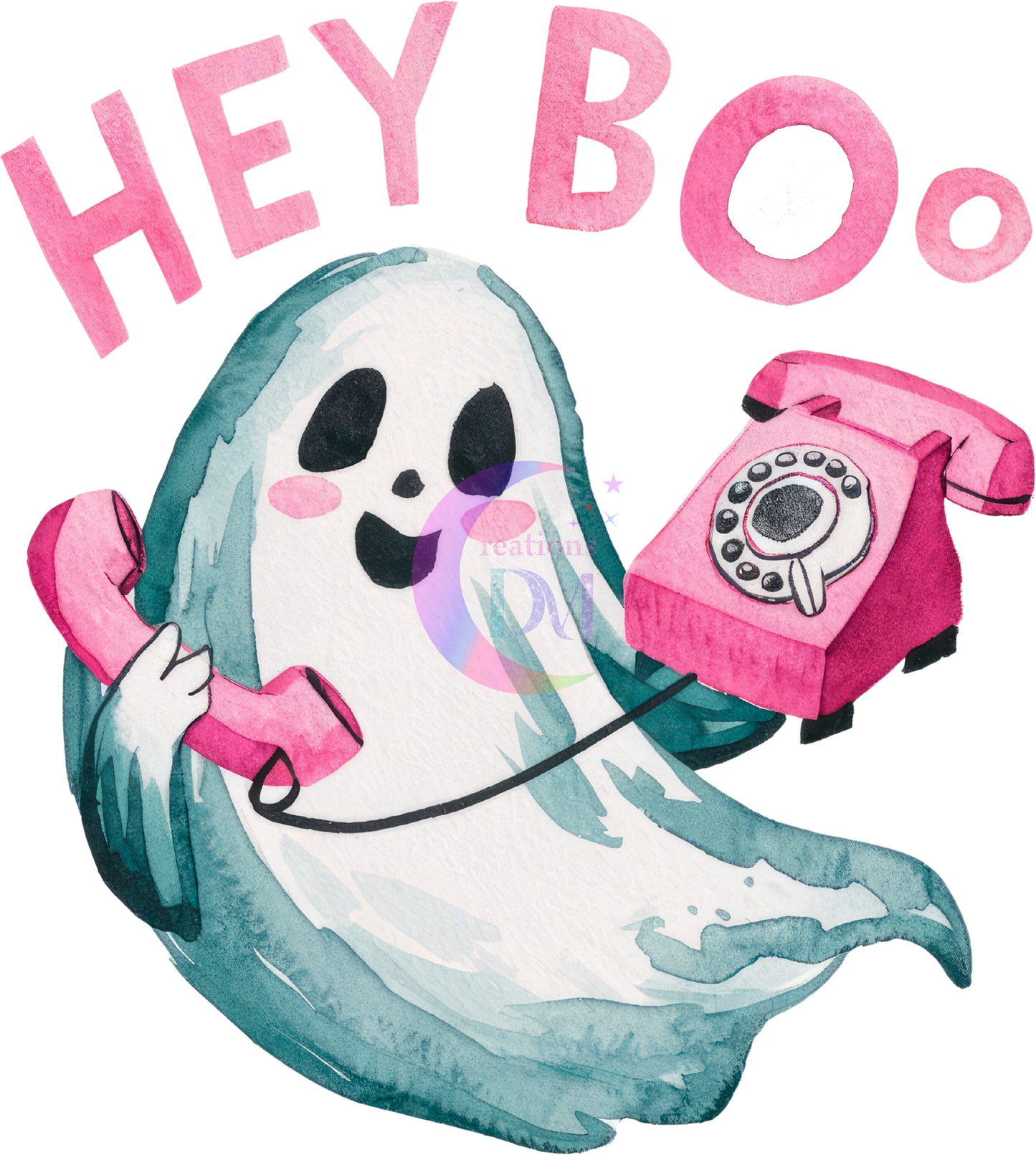 halloween DTF -  Ghost -hey boo pink