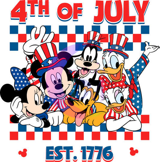 Fourth of July - Disney mickey and friends blue and red checkers