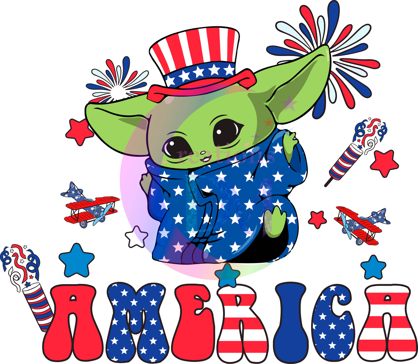 Fourth of July -  Disney baby Yoda America letters