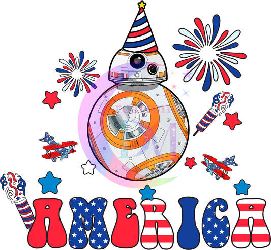 Fourth of July -  Disney baby BB-8 America letters