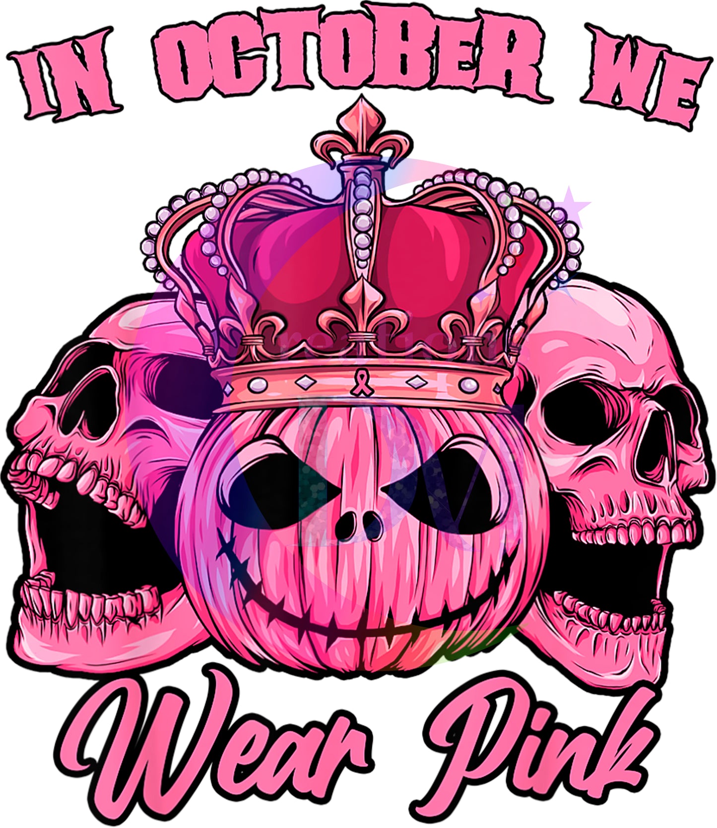 breast cancer awareness month - in oct we wear pink skull