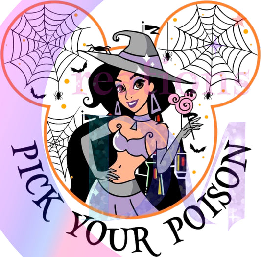 halloween DTF - princess _ pick your poison jasmine