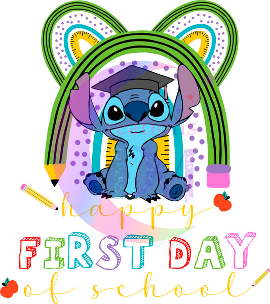 back to school DTF - happy first day of school stitch