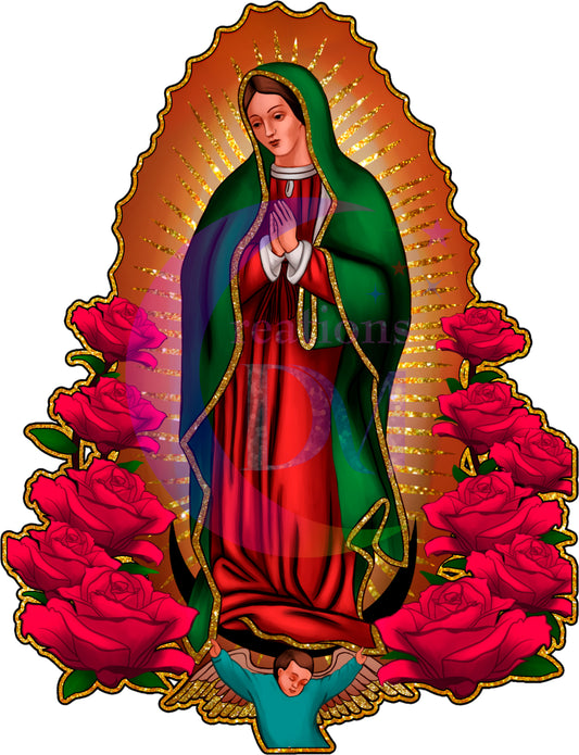 Virgen de Guadalupe - virgen de Guadalupe glitter outline gold