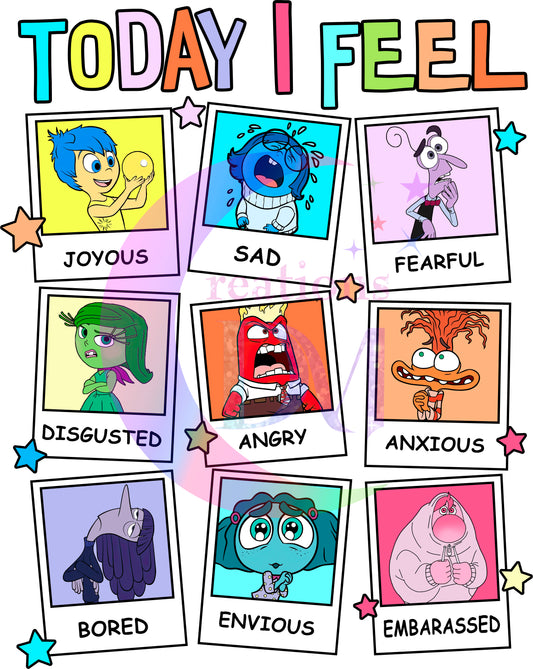 inside out DTF - today I feel emotions x9