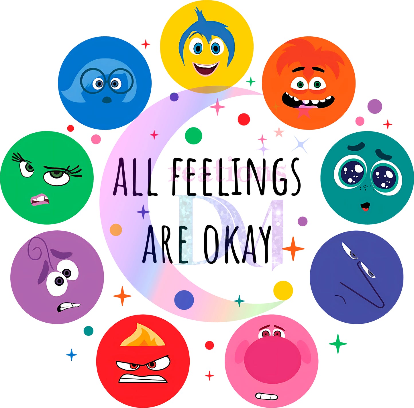 inside out DTF - are feelings are okay circle