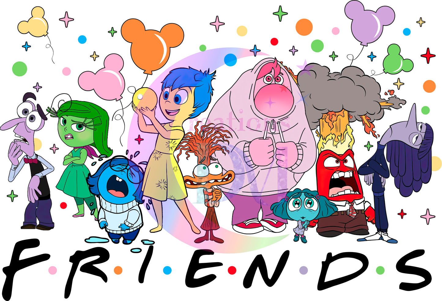 inside out DTF - friends with Disney balloons