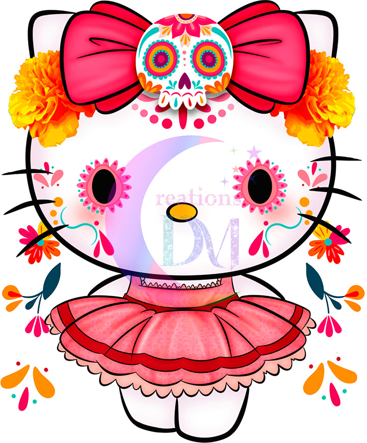 Dia de los muertos/Day of the Dead-  dia de los muertos pink hello kitty