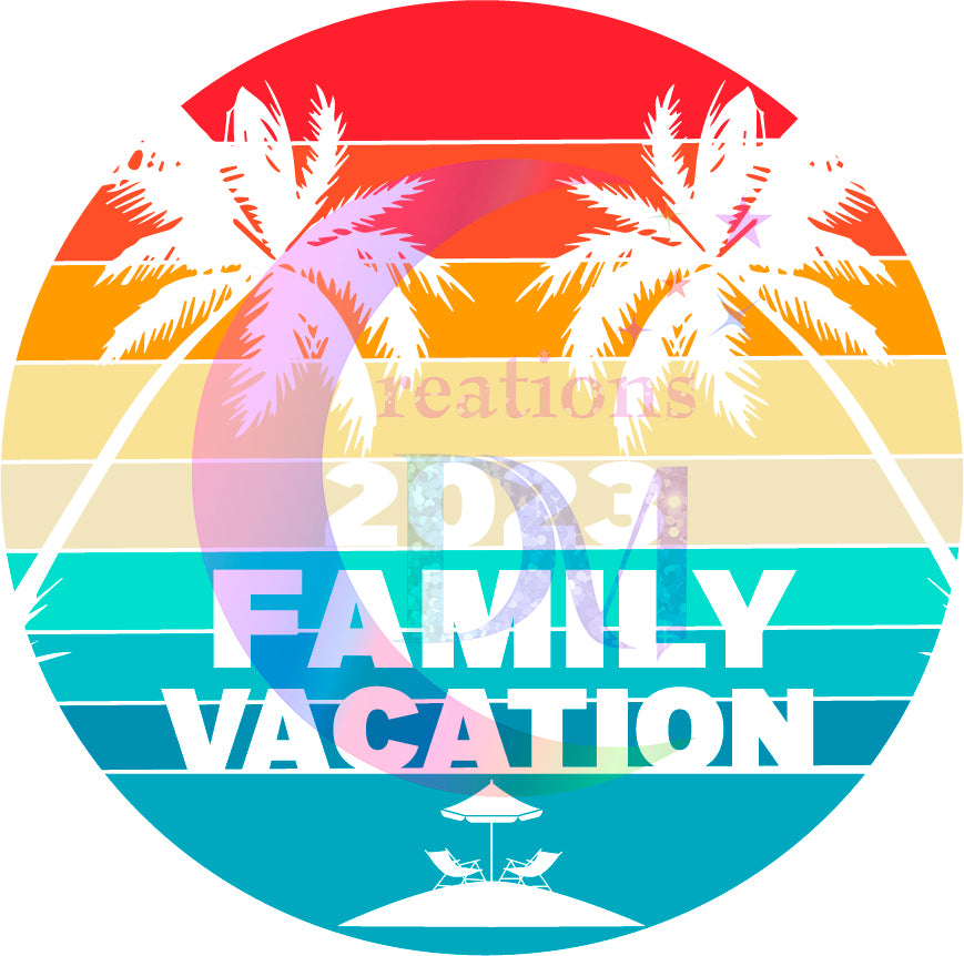 vacation DTF - family vacation red, orange and blue shade