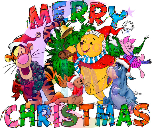 Christmas DTF - merry christmas Winnie the Pooh